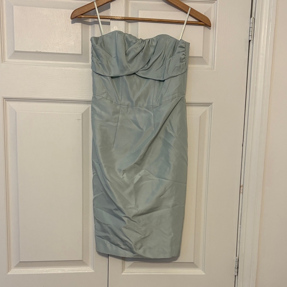 Elegant Strapless Silk Light Blue Dress